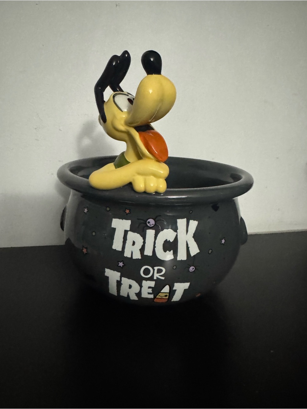 Disney Gray Trick or Treat Candy Cauldron with Yellow Character